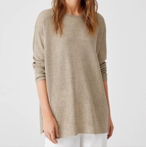 EILEEN Fisher Organic Linen Oversized sweater in Khaki size XS